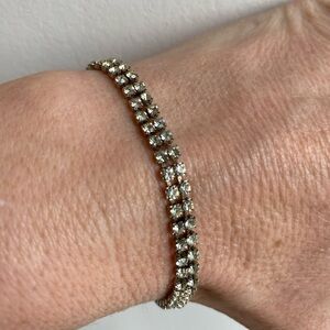 Double Row Rhinestone Elegant Tennis Bracelet Wedding Prom Semi Formal Sparkly